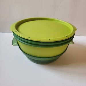 Tupperware Lime and Forest Green Bowl Set